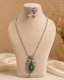 Emerald Silver Pendant Set