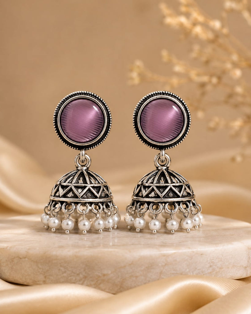 Lavender Pearl Jhumkas