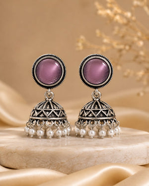 Lavender Pearl Jhumkas