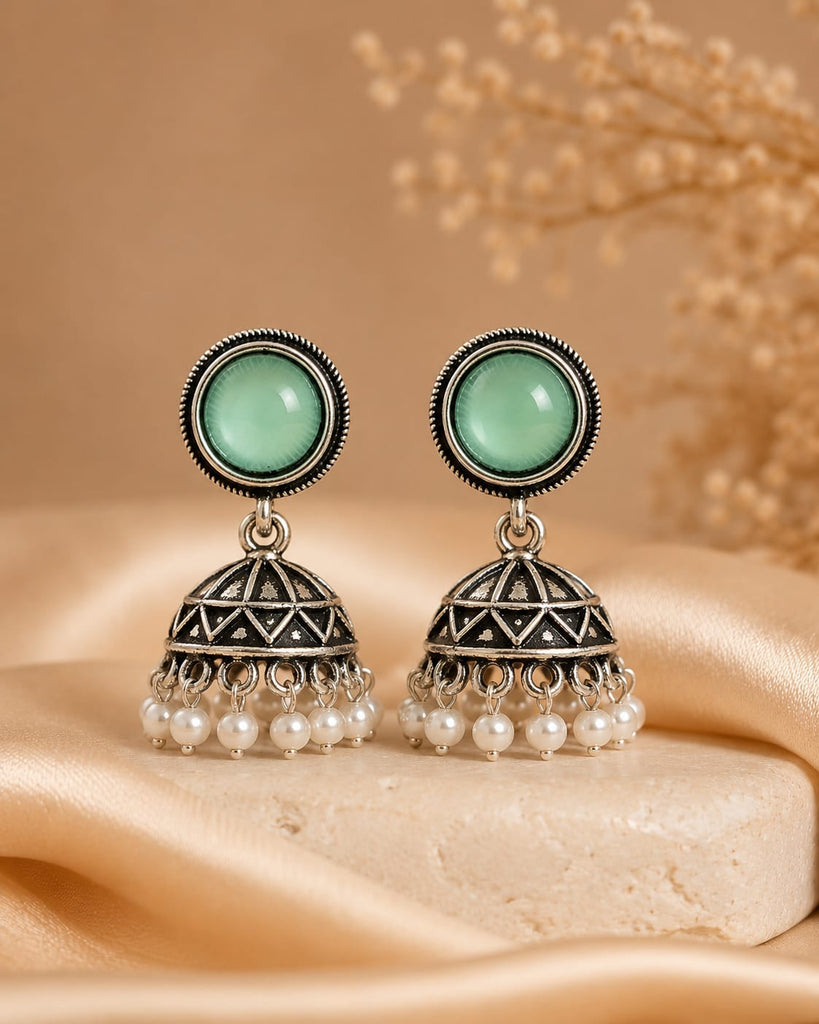 Mint Pearl Jhumkas