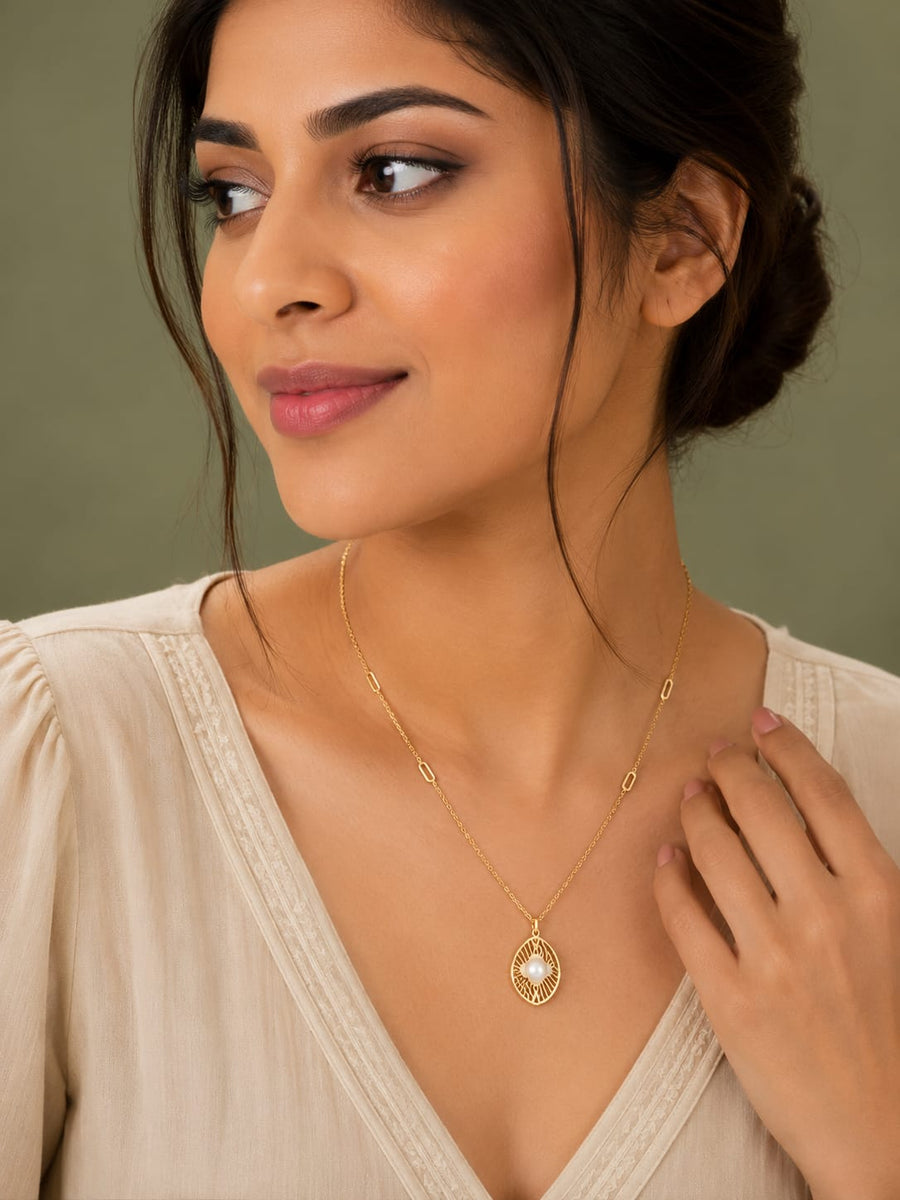 Golden Floral Charm Necklace