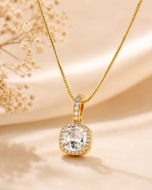 Crystal Square Pendant Necklace