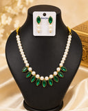Royal Green Stone Pearl Jewellery Set