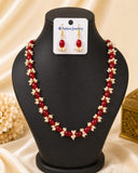 Royal Red Pearl Floral Necklace Set