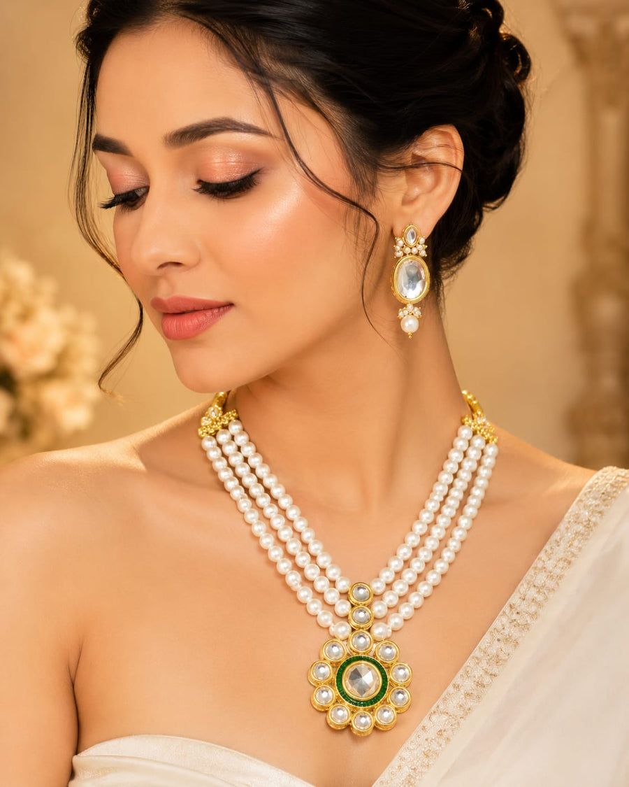 Multi-Layer Pearl Kundan Necklace