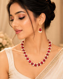 Royal Red Pearl Floral Necklace Set